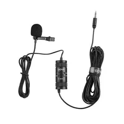 BOYA BY-M1 Pro II Universal Clip-on Microphone Omni-directional Condenser Mic 3.5mm TRRS 6M Long Cable and Play for Smartphone Audio Recorder Camera Computer